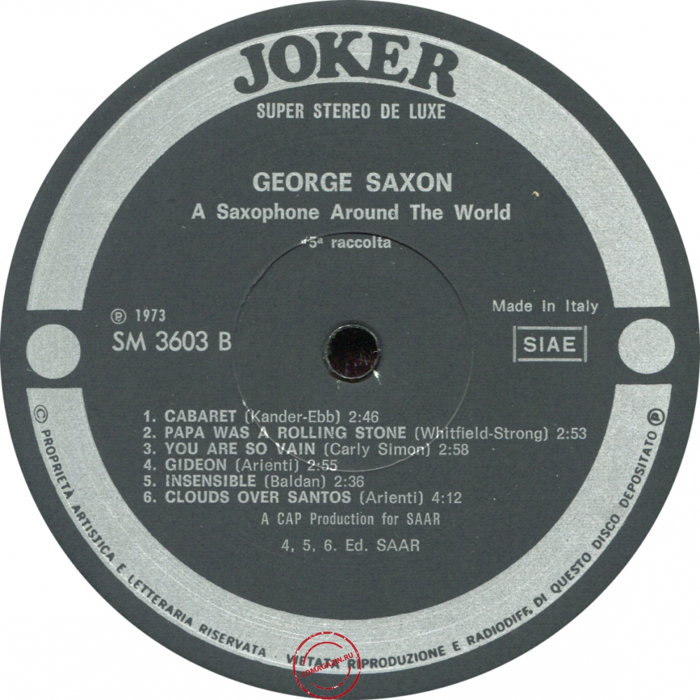 Оцифровка винила: George Saxon (1973) 5ª Raccolta Оцифровка винила: George Saxon (1973) 5ª Raccolta