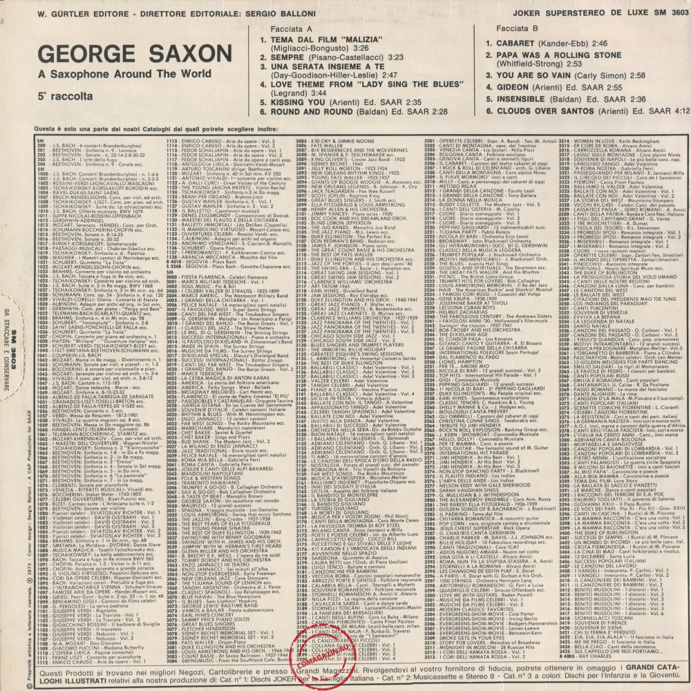 Оцифровка винила: George Saxon (1973) 5ª Raccolta