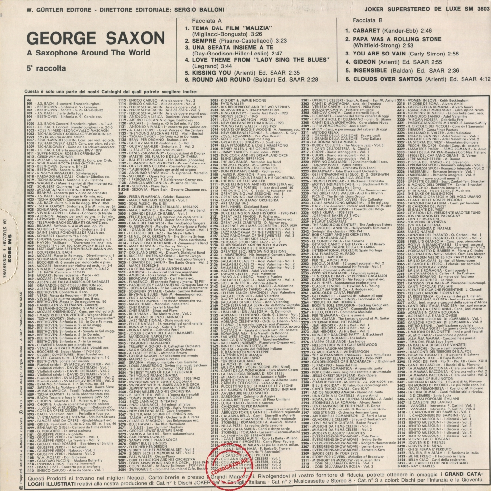 Оцифровка винила: George Saxon (1973) 5ª Raccolta Оцифровка винила: George Saxon (1973) 5ª Raccolta