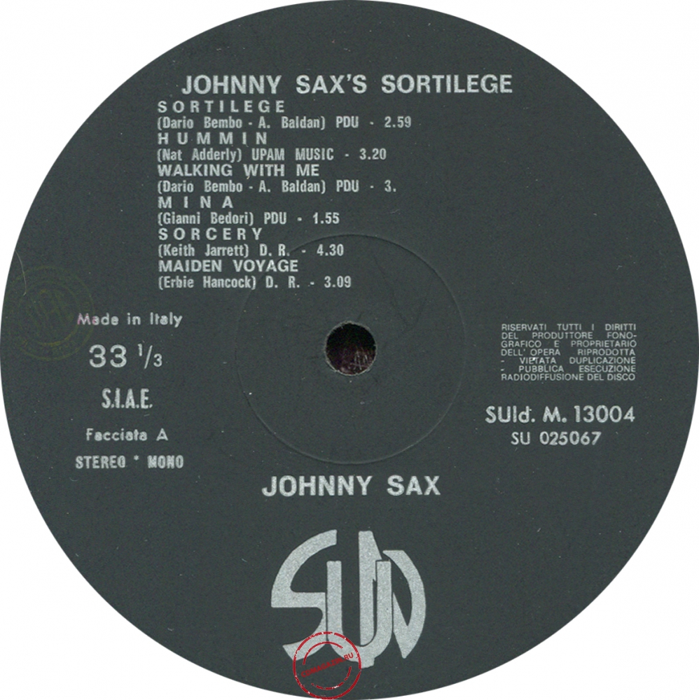 Оцифровка винила: Johnny Sax (1971) Sortilege Оцифровка винила: Johnny Sax (1971) Sortilege