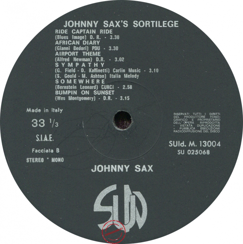 Оцифровка винила: Johnny Sax (1971) Sortilege