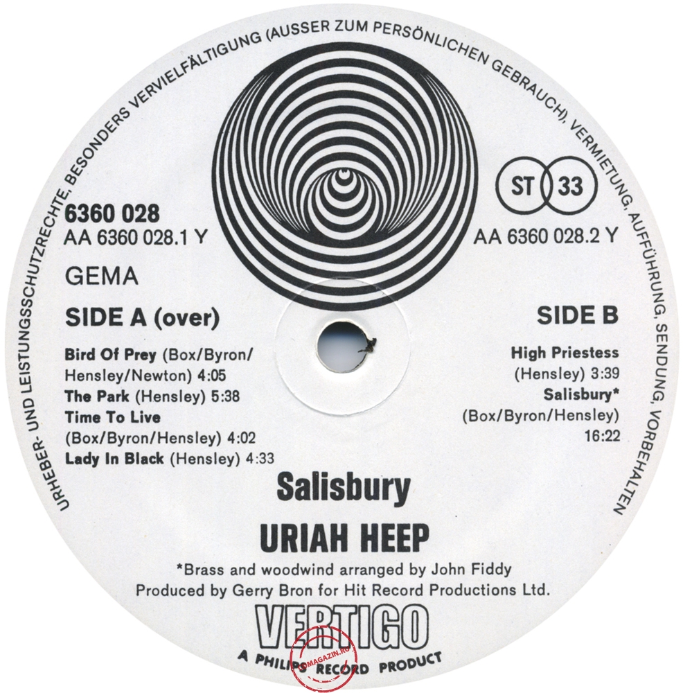 Оцифровка винила: Uriah Heep (1971) Salisbury