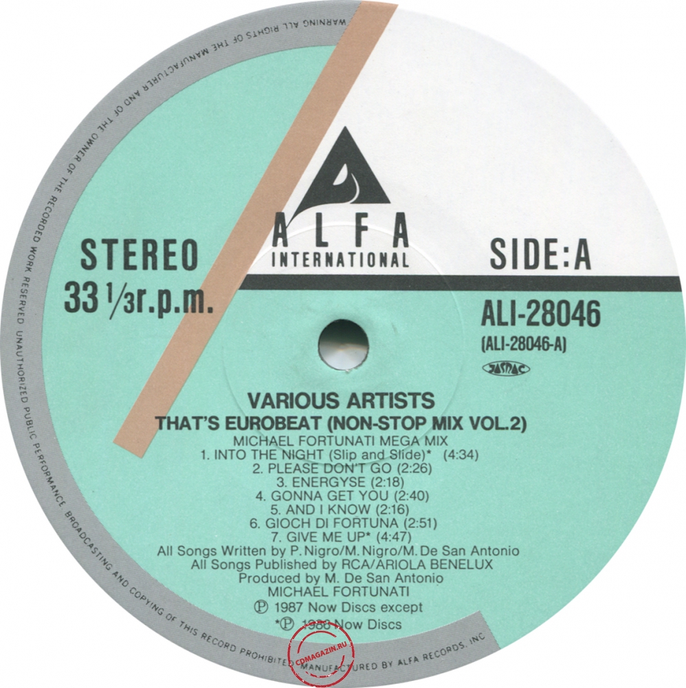 Оцифровка винила: VA That's Eurobeat (1987) Non-Stop Mix Vol. 2