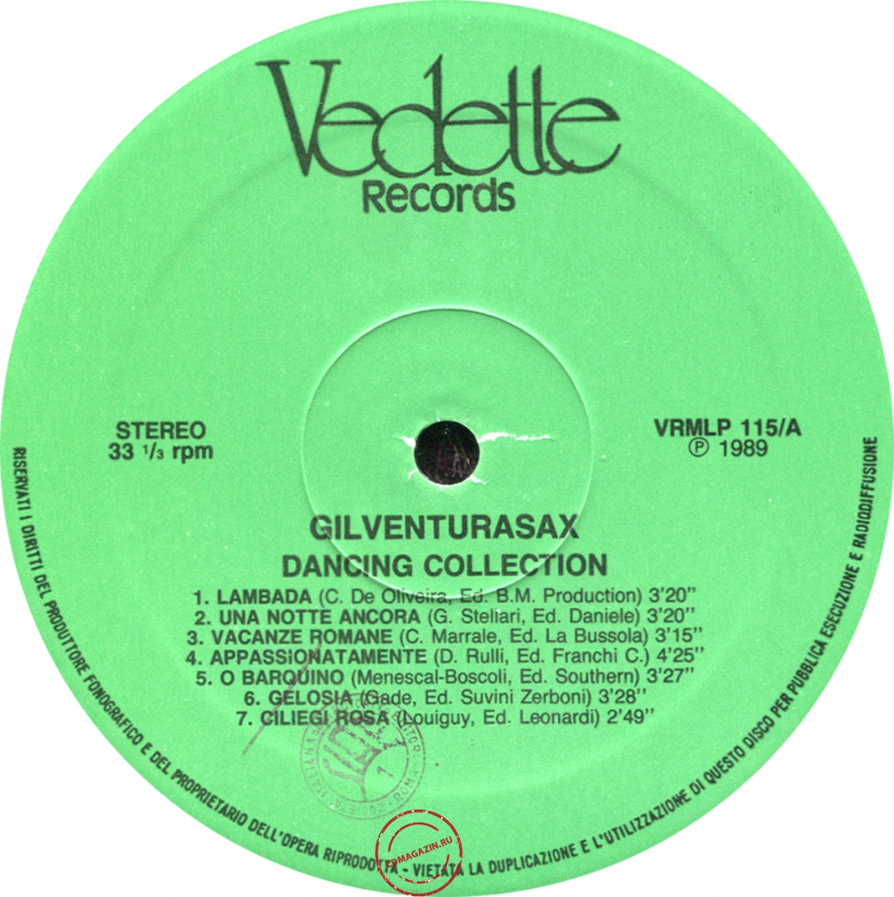 Оцифровка винила: Gil Ventura (1989) Dancing Collection