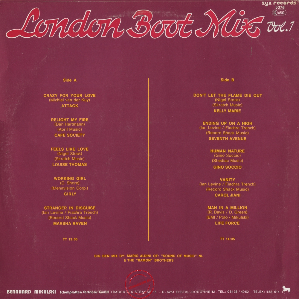 Оцифровка винила: VA London Boot Mix (1985) Vol. 1 Оцифровка винила: VA London Boot Mix (1985) Vol. 1