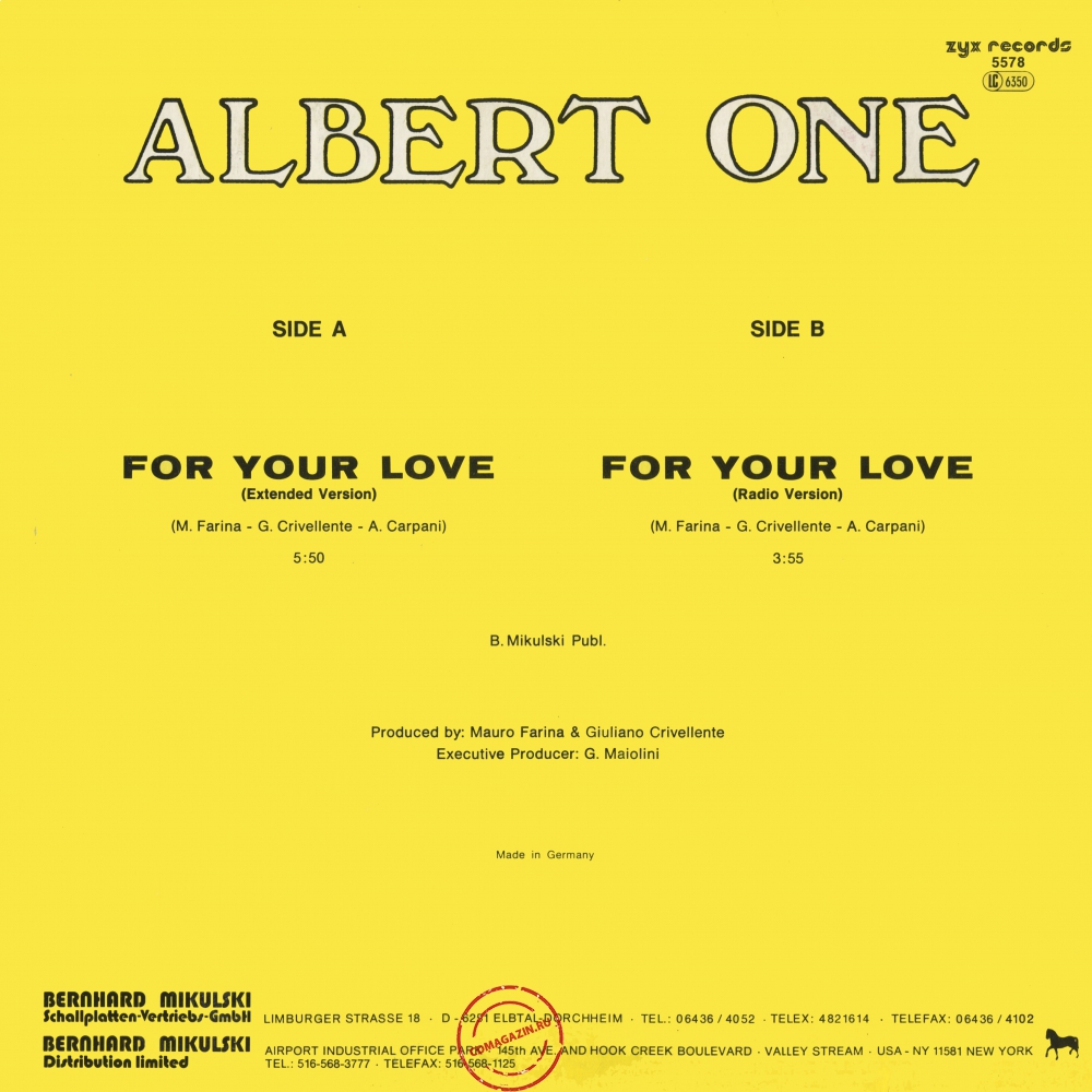 Оцифровка винила: Albert One (1986) For Your Love Оцифровка винила: Albert One (1986) For Your Love