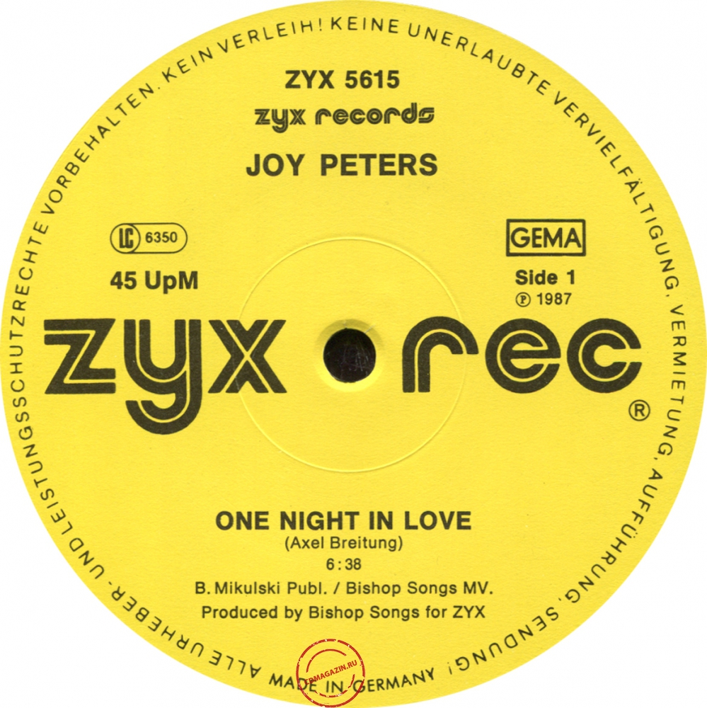 Оцифровка винила: Joy Peters (1987) One Night In Love Оцифровка винила: Joy Peters (1987) One Night In Love