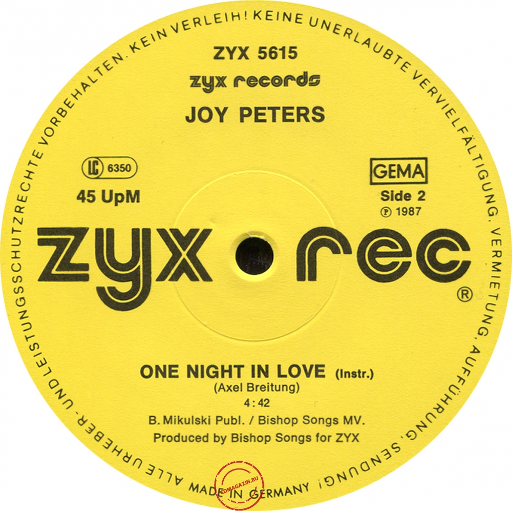 Оцифровка винила: Joy Peters (1987) One Night In Love Оцифровка винила: Joy Peters (1987) One Night In Love